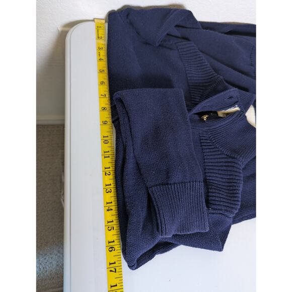 Ralph Lauren Jeans Co Navy Gold Button Collar Logo Sweater Women S Nautical Prep - Picture 10 of 11